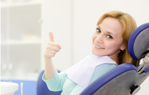 Woman enjoying a stress free Dental visit.